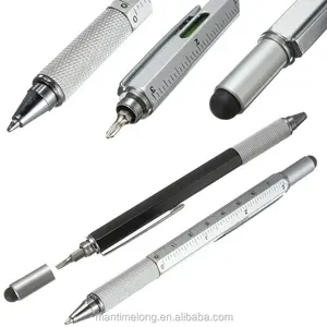 Modern Design Overvalue Handy Tech Tool Ballpoint Pen Screwdriver Ruler Spirit Level Multifunction