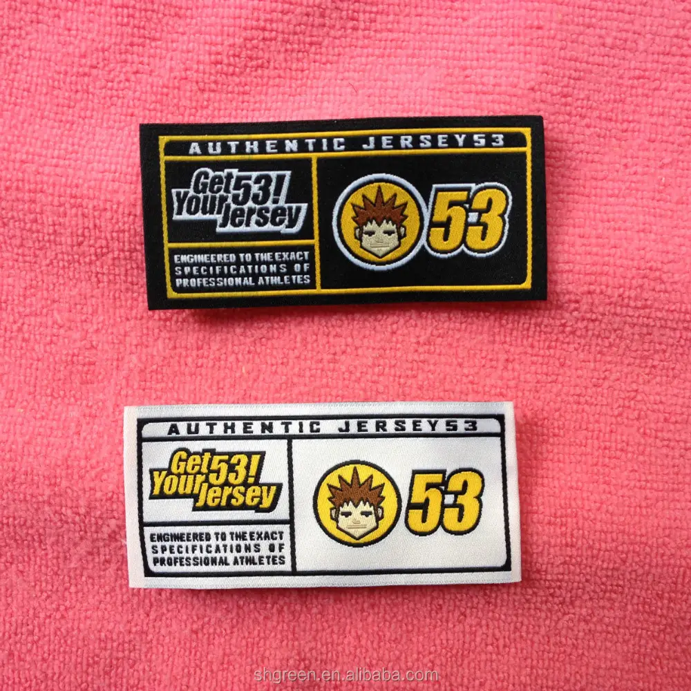 high definition woven patch for sport jersey,end fold collar woven label maker