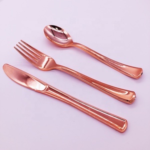 Heavy Duty Granel Talheres Descartáveis Talheres De Plástico Elegante Conjunto talheres de plástico de ouro para Eventos de Catering