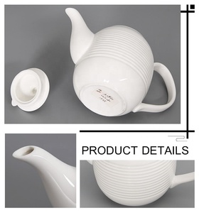 8,25 pulgadas 750ml círculo patrón blanco té de porcelana para restaurante - Product Image 5