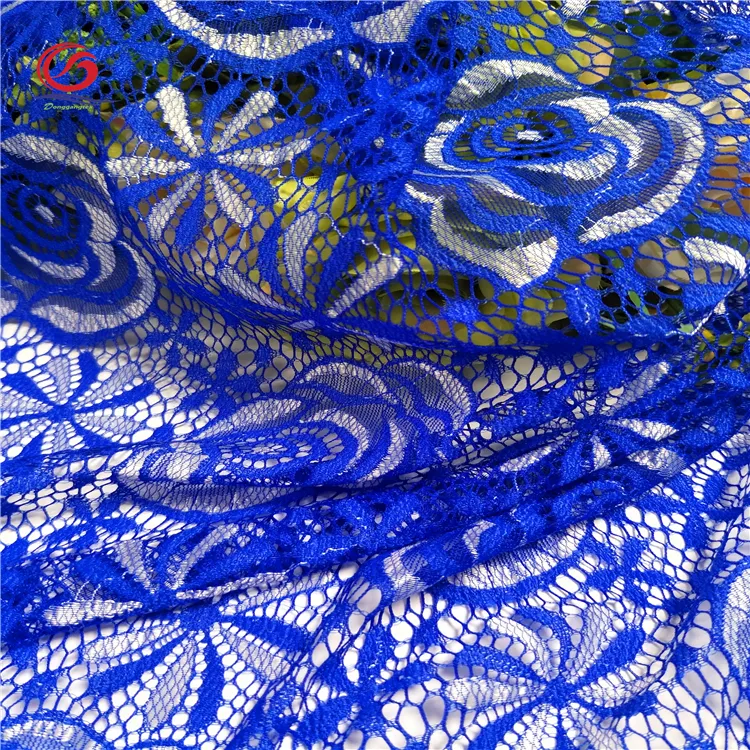 MG2339 100% nylon wholesale royal blue cabbage flower african voile guipure royal blue lace fabric