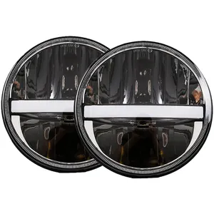 Faróis de led halo 2x7 ", com h4, para land rover, defender, 7 polegadas, com sinal de seta âmbar, para lada niva 4x4, beetle classic