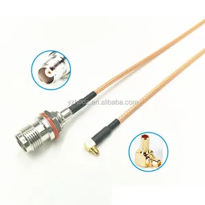 Cabo jumper rf, cabo tnc fêmea para mmcx macho curvo com rg5.0 cabo coaxial rf