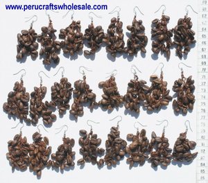 Pendientes de gota de café tribales hechos a mano, joyería de moda a la venta en Perú - Product Image 2