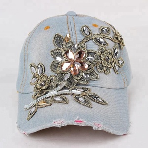 China manufacturer <span class=keywords><strong>paste</strong></span> Rhinestone vine embroidery baseball cap - Product Image 1
