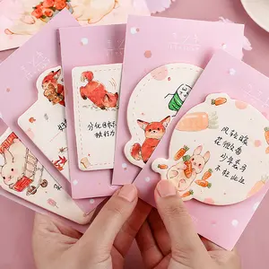 6 ontwerpen Kawaii Cartoon Dieren Konijn Vos Nieuwigheid sticky notes Dagboek Zelfklevende Notes Memo Pads