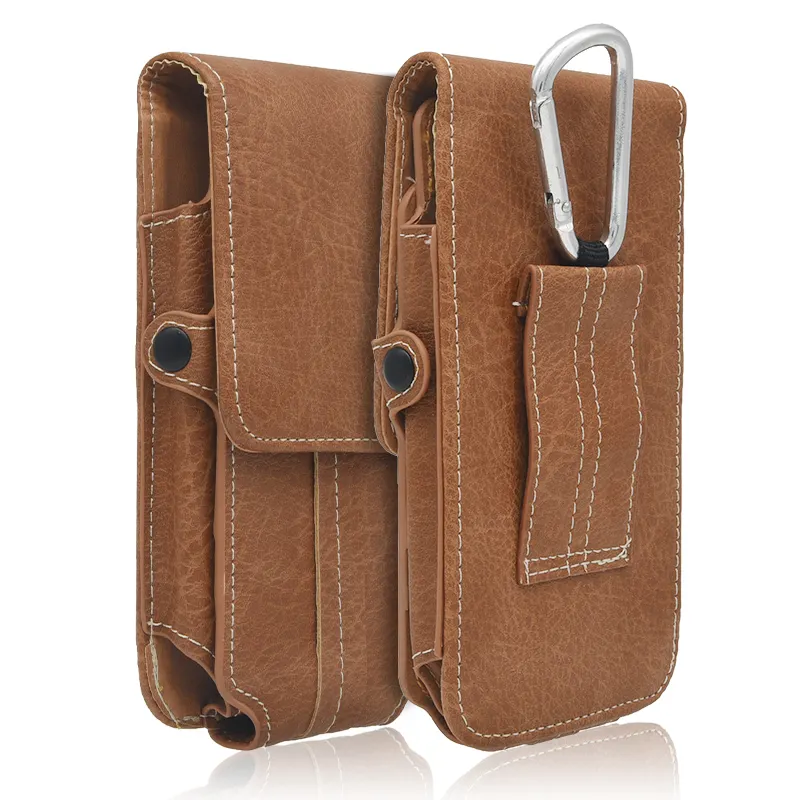 High Quality Men Carrying PU Leather Universal Phone Case, Vertical Outdoor Cell Phone Holster Clip Waist Belt Bag /