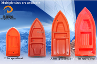 Bateau de pêche en plastique portatif, bateau en plastique à fond plat, bateau à double paroi, de 3M