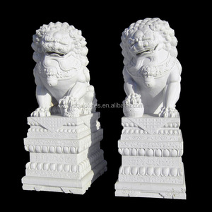 Estatua china tradicional <span class=keywords><strong>para</strong></span> exteriores, tamaño real, escultura <span class=keywords><strong>de</strong></span> mármol blanco, León, mármol, foo, perro - Product Image 1