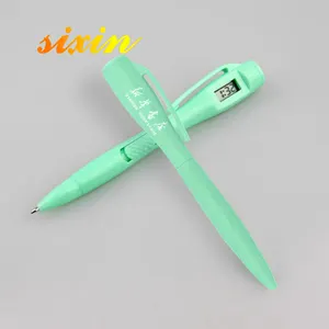 Custom Goedkope Promotionele Plastic Balpen Met Horloge Digitale Klok Pen