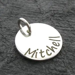 2017 Fashion wholesale silver plated name charm engraved jewelry tags