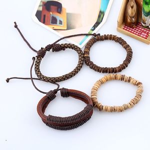 Vintage FAI DA TE <span class=keywords><strong>Intrecciato</strong></span> Pelle Bovina Guscio di noce di Cocco Corda di Canapa degli uomini Braccialetto di <span class=keywords><strong>Cuoio</strong></span> - Product Image 3