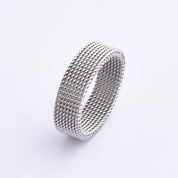 Anel de fio de noivado unissex, anel de fio de prata 316 linoxidável de titânio personalizado, estilo simples