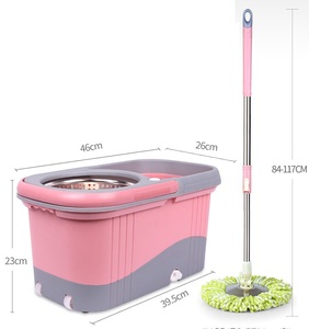 Sistema <span class=keywords><strong>de</strong></span> cubo <span class=keywords><strong>de</strong></span> fregona <span class=keywords><strong>de</strong></span> giro 360 con mango <span class=keywords><strong>de</strong></span> longitud extendida, cesta <span class=keywords><strong>de</strong></span> acero inoxidable y 2 cabezales <span class=keywords><strong>de</strong></span> fregona <span class=keywords><strong>de</strong></span> microfibra - Product Image 2