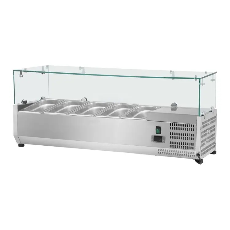 Glass Cover Salad Bar Display Counter Cooler