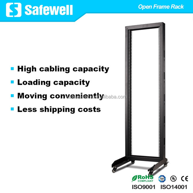 Safewell 32U 2-Post Network Server Relay Rack Rolling with Casters