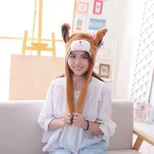 Sombrero de oso de peluche de color marrón con orejas móviles