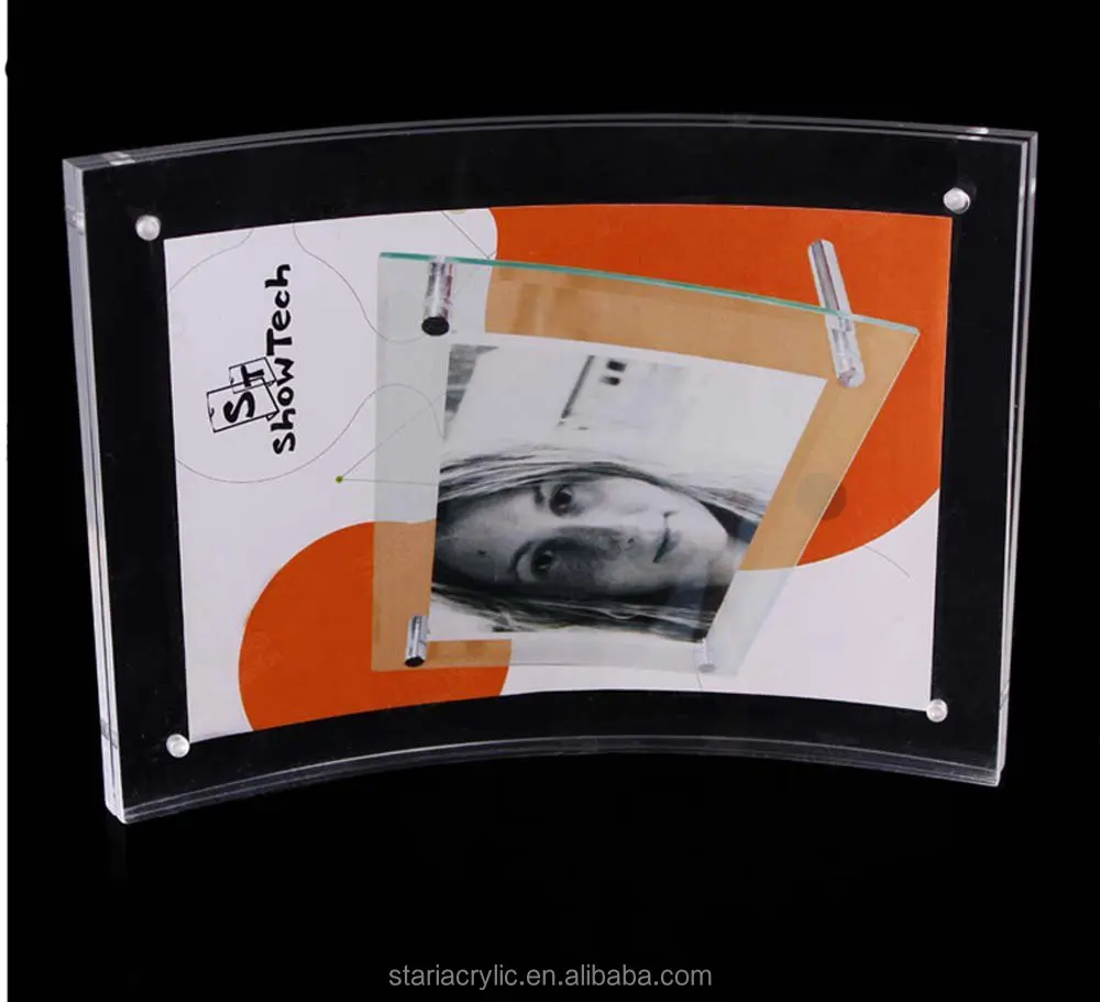 Klar Acryl Freistehende Gebogene Poster Bild Rahmen mit Magnetische 8,5 x11 ", Acryl Foto Halter