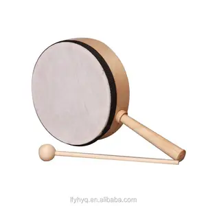 Instrument de Percussion tambour À tête Unique en bois fait main en peau de mouton tambour avec poignée