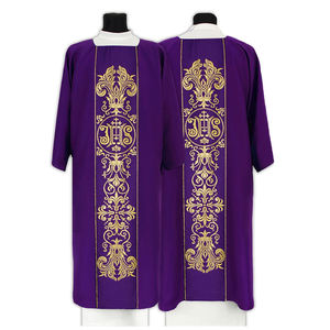 Holy Purple Catholic Church Priests Chasuble <strong>Fish</strong> Embroidered Vestments w Collar - Product Image 6