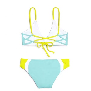 Bikini personalizado con su logotipo Ethic Shiny Lovely Little Girl Modeling Bikini para niñas de 5 a 14 años Bikini con estampado a rayas - Product Image 4