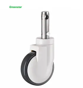 Cerradura Central China fábrica 5 pulgadas blanco varilla médico M8 perno poliuretano rueda giratoria para Hospital