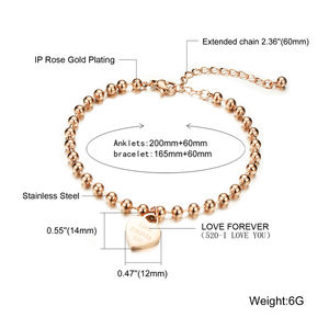 Marlary di Modo Borda I Braccialetti Cavigliere Rotondi del Cerchio Della Catena di Amore Per Sempre il Cuore Del Piede Dei Monili In <span class=keywords><strong>Oro</strong></span> <span class=keywords><strong>Rosa</strong></span> di Perline <span class=keywords><strong>Cavigliera</strong></span> - Product Image 5