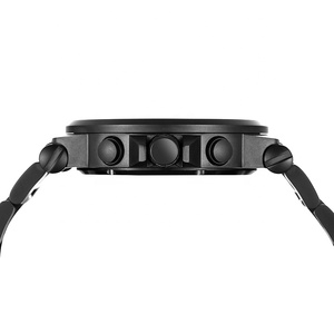 Montre-bracelet sport pour homme en acier inoxydable, finition PVD noir <span class=keywords><strong>DLC</strong></span>, chronographe, couronne vissée, bracelet en cuir/silicone, 43 mm - Product Image 3