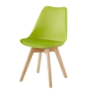 高品质木腿pu现代坐垫餐厅sillas de comedor pp郁金香塑料餐椅