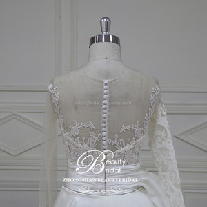 Robe de mariée spéciale sur mesure magnifique <span class=keywords><strong>avec</strong></span> la robe de mariage en tissu de satin et de <span class=keywords><strong>voile</strong></span> - Product Image 6