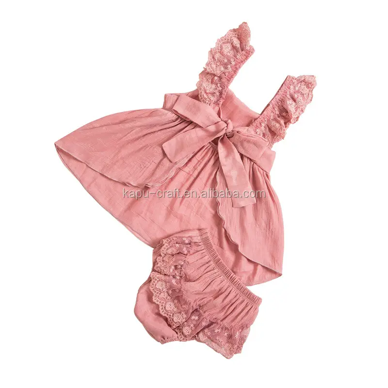 थोक बच्चे पहनते फीता कपड़ा बच्चों सुंदर गर्मियों सेट बच्चों के सेट बेबी फीता चूक संगठन