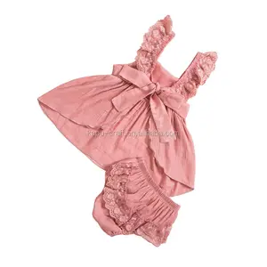 Wholesale baby wear lace cloth children pretty summer set kids set baby lace bloomer outfit