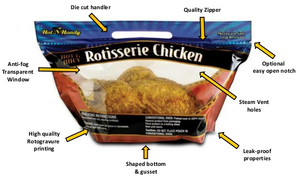 Resealable Plastic <strong>Roast</strong> Chicken <strong>Bag</strong> with Die Cut Handle and Zipper - Product Image 5
