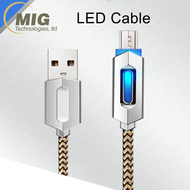 LED Tressé Micro USB Câble de Charge Android Câble pour Galaxy S7/S8 téléphone mobile câbles de Données 2A charge rapide soutien