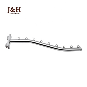 Clothing Store Round Tube Waterfall Metal <strong>Chrome</strong> Slotted Channel Display <strong>Hook</strong> with Beads Balls - Product Image 4