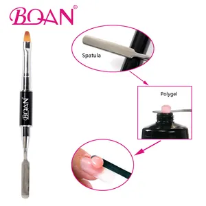 2018 BQAN New Black Kim Loại Xử Lý Poly Gel Thìa Nail Art Brushes