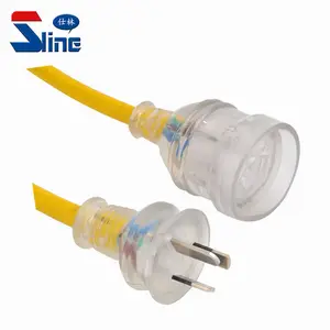 15A 240 V pesado Espana transparente cables de extensión con luz de neón 15AMP Cable y enchufe australiano SAA aprobación