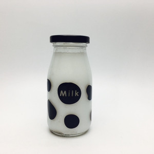 Botellas de Vidrio de <span class=keywords><strong>200</strong></span> <span class=keywords><strong>ml</strong></span> para Bebidas Lácteas con Diseño de Lunares de Vaca - Product Image 1
