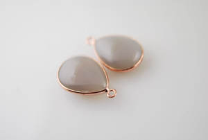 Vermeil 925สีเงินสเตอร์ลิงสีพีช Chalcedony เชื่อมต่อเครื่องประดับและส่วนประกอบ - Product Image 1