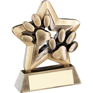 Resin hund pet paw footprints statue trophäe