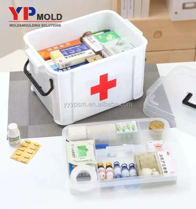Good sale PP plastic hospital medicine storage box medical kit for home first aid kit plastic injection mould