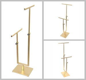 <span class=keywords><strong>Boutique</strong></span>-expositor de bolsas ajustables de acero inoxidable con recubrimiento dorado/cromado, estante en T para Centro Comercial - Product Image 6