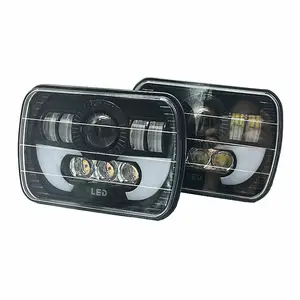 Phares LED rectangulaires pour motos Wrangler et 2017, d'une taille de 5x7, 7 pouces, 2 pièces