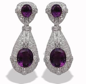 Pendientes de araña de Plata de Ley 925 de alta calidad de lujo diseño de lujo de moda con piedras preciosas de diamantes de perlas de circón amatista - Product Image 2