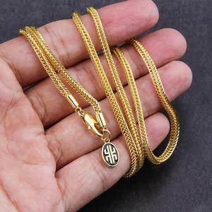 Collana <span class=keywords><strong>Sottile</strong></span> KRKC&CO Hip Hop con Chiusura a Moschettone, Catena Franco Placcata <span class=keywords><strong>Oro</strong></span> 14k, 3mm 24 Pollici - Product Image 2
