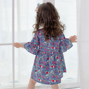 Robe d'été pour <span class=keywords><strong>bébé</strong></span> fille, tenues pour enfants, imprimé floral, 100% coton, vêtements - Product Image 2