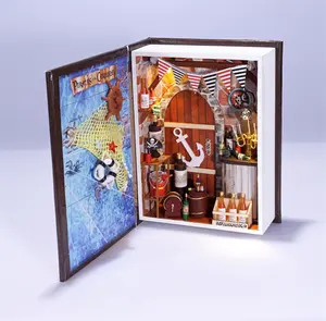 宏达热卖娃娃屋盒子书造型木制微型样板房