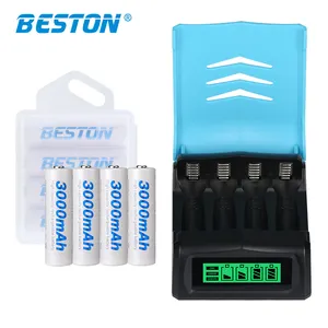 4pcs AA3.0AH Battery BESTON High Capacity Ni-mh AA3000 Rechargeable Battery For Torch