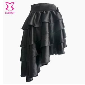 Corzzet Wholesale <strong>Black</strong> Satin Steampunk <strong>Skirt</strong> <strong>Plus</strong> <strong>Size</strong> Punk Victorian Gothic Dress - Product Image 2
