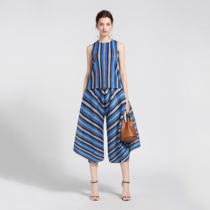 Primavera ed estate nuovo vestito a due pezzi da <span class=keywords><strong>donna</strong></span> a righe Casual e comodo da <span class=keywords><strong>donna</strong></span> di grandi dimensioni - Product Image 2